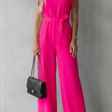 Virelle – Ruffle sleeve belted – Wide-leg jumpsuit