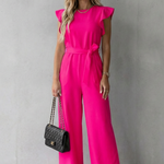 Virelle – Ruffle sleeve belted – Wide-leg jumpsuit