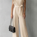Virelle – Ruffle sleeve belted – Wide-leg jumpsuit