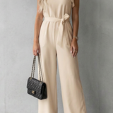 Virelle – Ruffle sleeve belted – Wide-leg jumpsuit