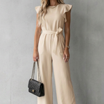 Virelle – Ruffle sleeve belted – Wide-leg jumpsuit