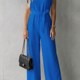 Virelle – Ruffle sleeve belted – Wide-leg jumpsuit