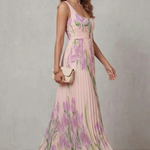 Vivienna – Watercolor floral – Pleated maxi dress