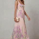 Vivienna – Watercolor floral – Pleated maxi dress