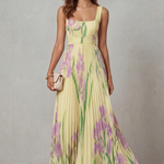 Vivienna – Watercolor floral – Pleated maxi dress