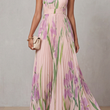 Vivienna – Watercolor floral – Pleated maxi dress