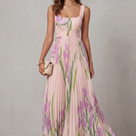 Vivienna – Watercolor floral – Pleated maxi dress