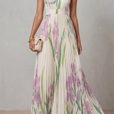 Vivienna – Watercolor floral – Pleated maxi dress