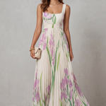 Vivienna – Watercolor floral – Pleated maxi dress