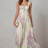 Vivienna – Watercolor floral – Pleated maxi dress