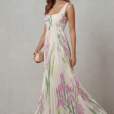 Vivienna – Watercolor floral – Pleated maxi dress