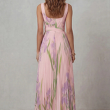 Vivienna – Watercolor floral – Pleated maxi dress