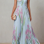 Vivienna – Watercolor floral – Pleated maxi dress