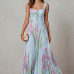 Vivienna – Watercolor floral – Pleated maxi dress