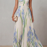 Vivienna – Watercolor floral – Pleated maxi dress