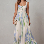 Vivienna – Watercolor floral – Pleated maxi dress
