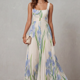 Vivienna – Watercolor floral – Pleated maxi dress