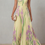 Vivienna – Watercolor floral – Pleated maxi dress