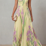 Vivienna – Watercolor floral – Pleated maxi dress