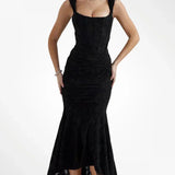 VESTIDO LARGO CON CORSET Y MODELADO ELEGANTE