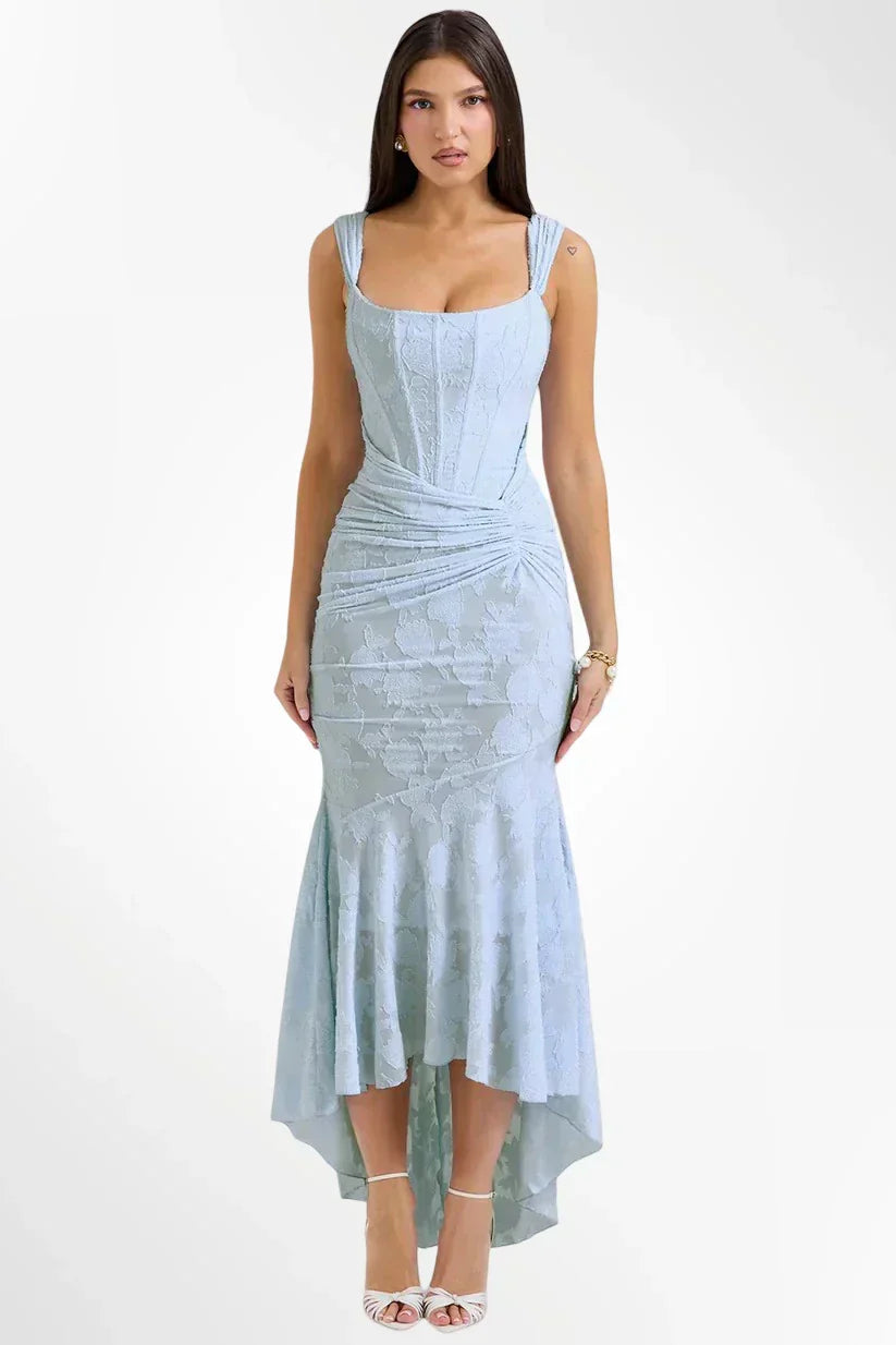 VESTIDO LARGO CON CORSET Y MODELADO ELEGANTE