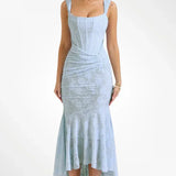 VESTIDO LARGO CON CORSET Y MODELADO ELEGANTE