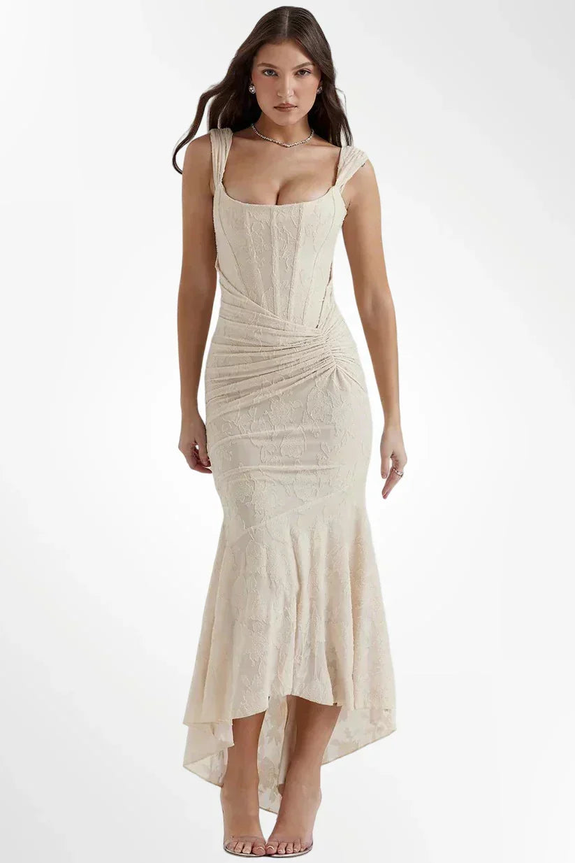 VESTIDO LARGO CON CORSET Y MODELADO ELEGANTE