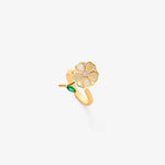 ANILLO ESMERALDA FEUILLE FLOR ROTATIF | ORO