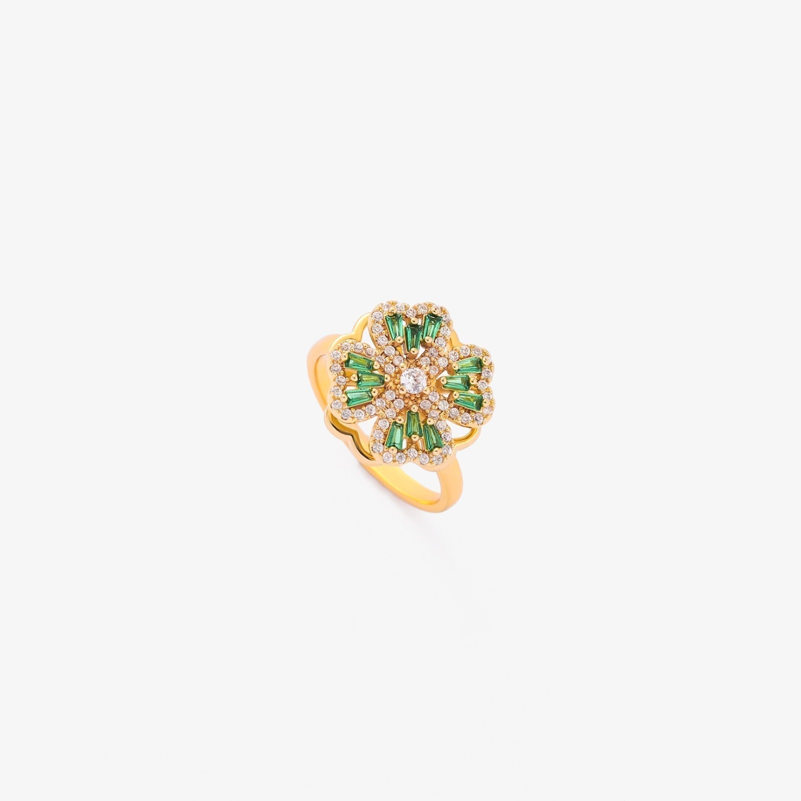 ANILLO ESMERALDA TRÈFLE ROTATIF | ORO