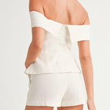 CONJUNTO DE DOS PIEZAS DE ALGODÓN Y LINO BLANCO