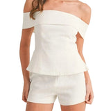 CONJUNTO DE DOS PIEZAS DE ALGODÓN Y LINO BLANCO