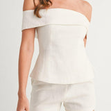 CONJUNTO DE DOS PIEZAS DE ALGODÓN Y LINO BLANCO