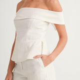 CONJUNTO DE DOS PIEZAS DE ALGODÓN Y LINO BLANCO