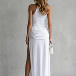 Winona – Sleek sophistication – Women’s High-Neck Sleeveless High-Slit Maxi Dress
