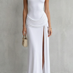 Winona – Sleek sophistication – Women’s High-Neck Sleeveless High-Slit Maxi Dress