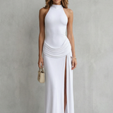 Winona – Sleek sophistication – Women’s High-Neck Sleeveless High-Slit Maxi Dress