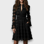 VESTIDO MIDI CON FLECOS TRANSPARENTES - VALERINA MARBELLA