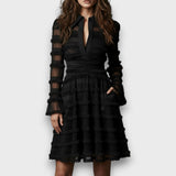 VESTIDO MIDI CON FLECOS TRANSPARENTES - VALERINA MARBELLA