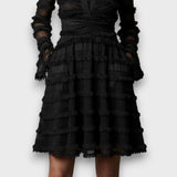 VESTIDO MIDI CON FLECOS TRANSPARENTES - VALERINA MARBELLA