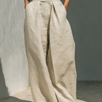 CONJUNTO BEIGE SIN MANGAS CON PANTALÓN DE PIERNA ANCHA - VALERINA MARBELLA