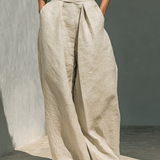 CONJUNTO BEIGE SIN MANGAS CON PANTALÓN DE PIERNA ANCHA - VALERINA MARBELLA