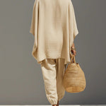 CONJUNTO MINIMALISTA KHAKI CLARO CON TOP ASIMÉTRICO - VALERINA MARBELLA