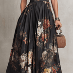 VESTIDO MIDI SATINADO CON ESTAMPADO FLORAL Y DETALLE KEYHOLE - VALERINA MARBELLA