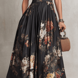 VESTIDO MIDI SATINADO CON ESTAMPADO FLORAL Y DETALLE KEYHOLE - VALERINA MARBELLA