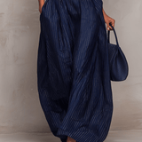 MONO AZUL OSCURO DE RAYAS CON ESCOTE KEYHOLE - VALERINA MARBELLA