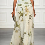 Blue And White Floral Ruffled Boat Neck Sleeveless Maxi Dress