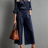 CONJUNTO DE PANTALONES CAPRI ROSA Y CAMISA HOLGADA DE LINO