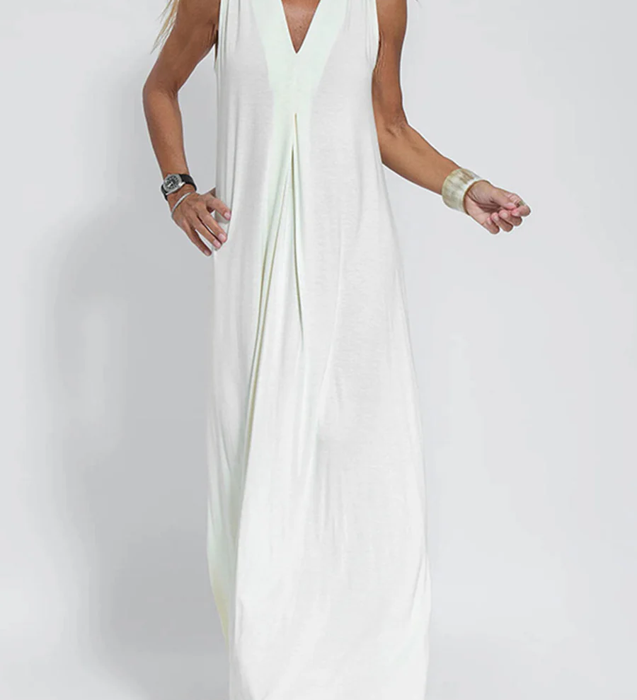 Solid Color Sleeveless Maxi Dress