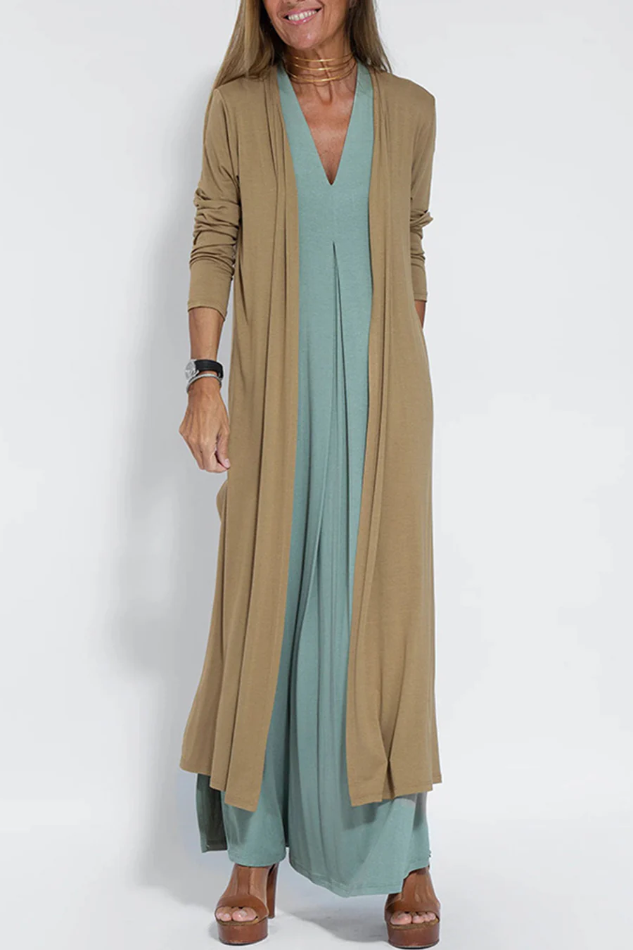 Solid Color Sleeveless Maxi Dress