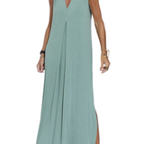 Solid Color Sleeveless Maxi Dress